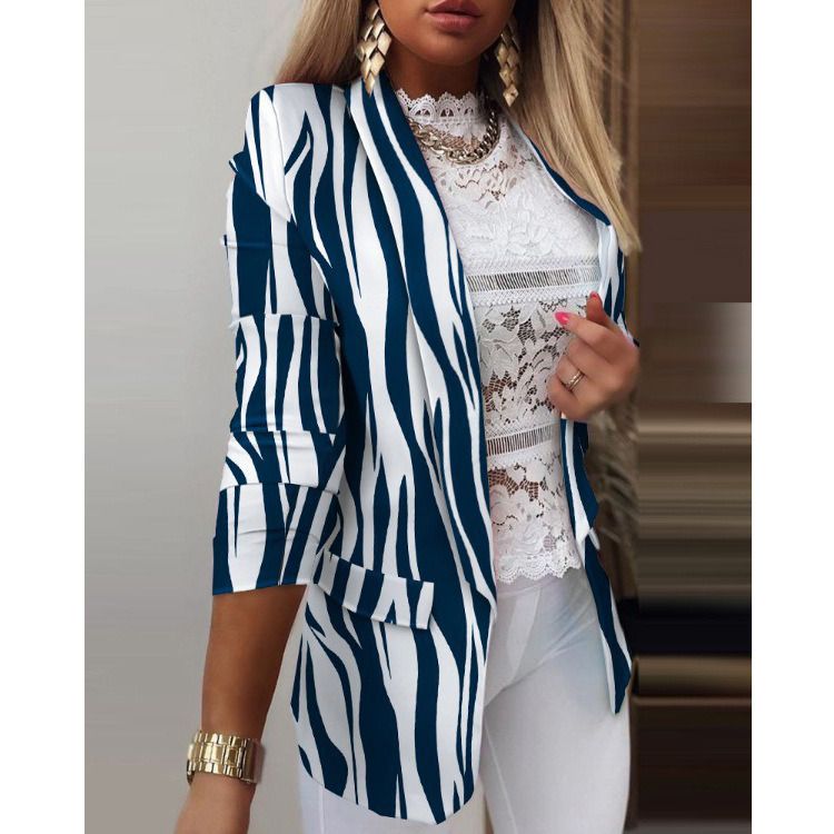 Autumn and Winter Women&#39;s Long-sleeved Small Suit New Tie-dye OL Temperament Professional Slim Top Coat
