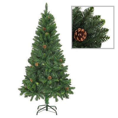 vidaXL Artificial Christmas Tree with Pine Cones Green 5 ft