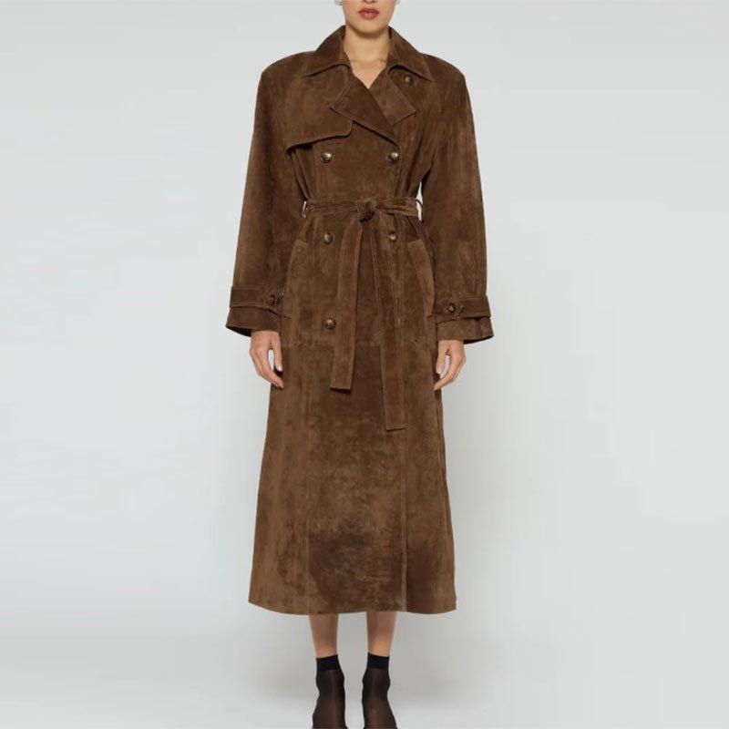 Color: Long, Size: L - Women&#39;s Fall Winter Coat Fashion Polo Collar Double-breasted Extended Trench Coat