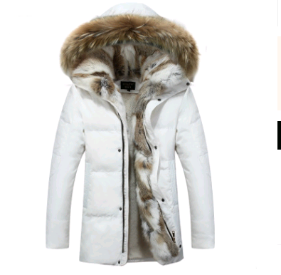 Color: Artificial hair green, Size: L - 2021 new down jacket men&#39;s long section Korean youth lovers men&#39;s winter large size coat thickening