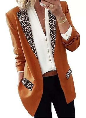 autumn and winter women&#39;s casual fashion leopard long sleeve small suit coat women