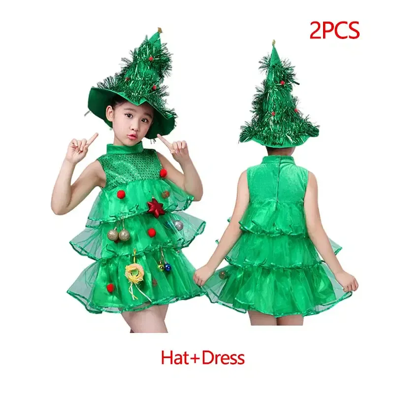 Color: MULTI, Kid Size: 9 - New Year Kids Santa Claus Costume Green Elf Cosplay Christmas Carnival Party Fancy Dress for Girls Boys Red Xmas Clothes Set