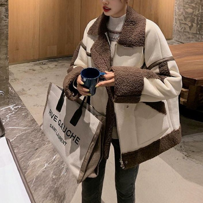 Women&#39;s Fur Thickened Lamb Wool Coat