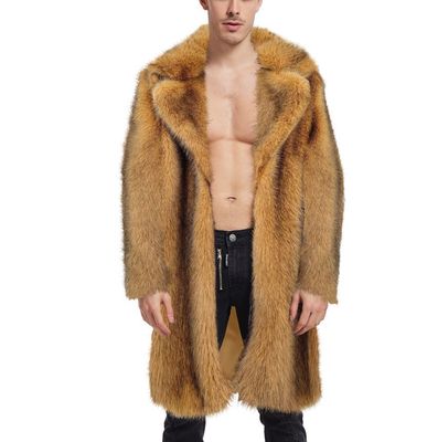 European And American Men&#39;s Artificial Fur Long Coat