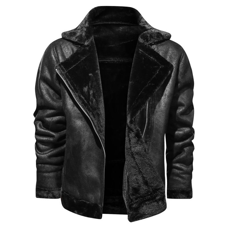 Color: Black, Size: XXL - Fashion Thickened Fur Coat Men&#39;s