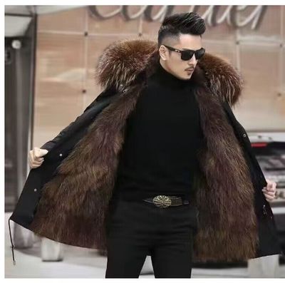 Color: Pie Overcome Coffee Inner Pot, Size: L - Fur Coat Faux Mink Velvet Medium Length Fur Coat