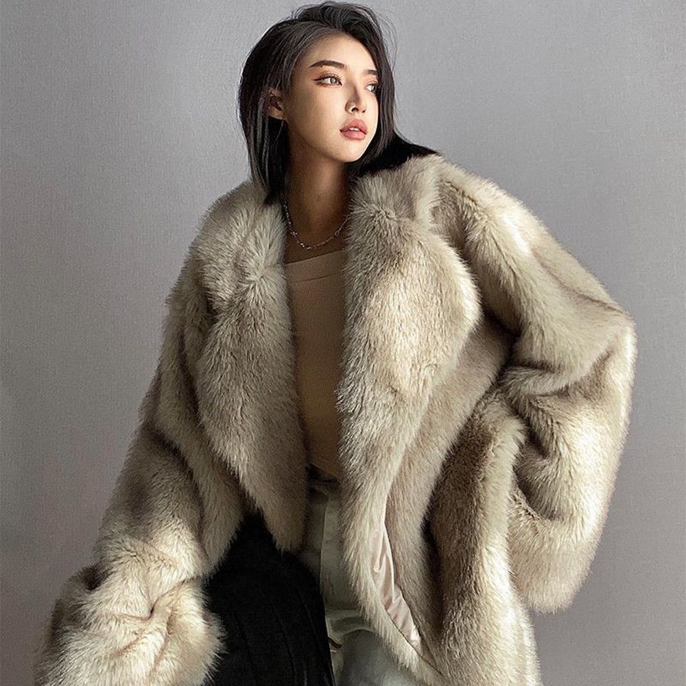 Women&#39;s Mid-length Fox Fur Coat Temperament