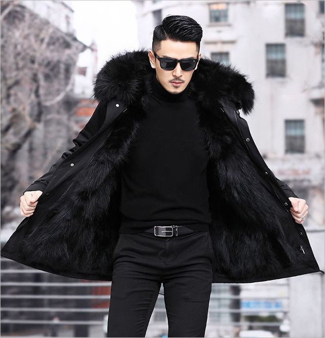 Color: Blackblack lining, Size: 5XL - Fur Coat Faux Mink Velvet Medium Length Fur Coat