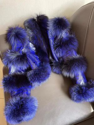 Color: Sapphire Blue, size: XL96CM - Elegant Bright Patent Leather Pattern Sheepskin Fashion Short Fox Fur Coat