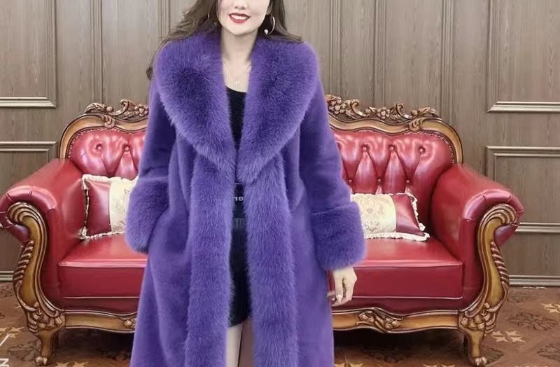 Color: Purple, size: M - Mink Hair Fur And Leather Overcoat Women