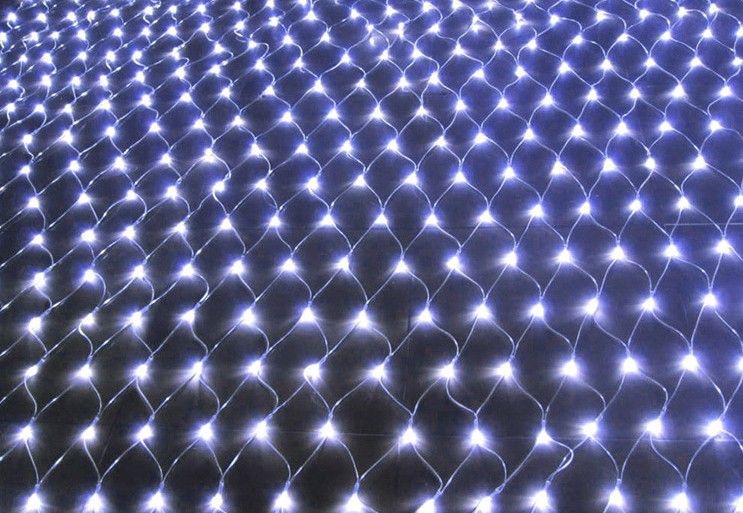 Color: White, Size: 1.5x1.5m 96 leds - Christmas led lights string lights outdoor waterproof fishnet lights full of stars paved holiday lights wedding ins decorative lights