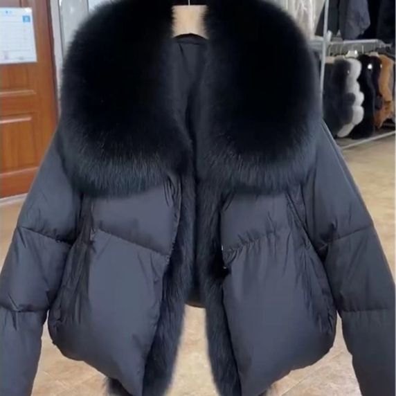 Winter New Fashion Loose Thick Cotton-padded Coat Western Style Fur Collar Slimming Women&#39;s Fashion