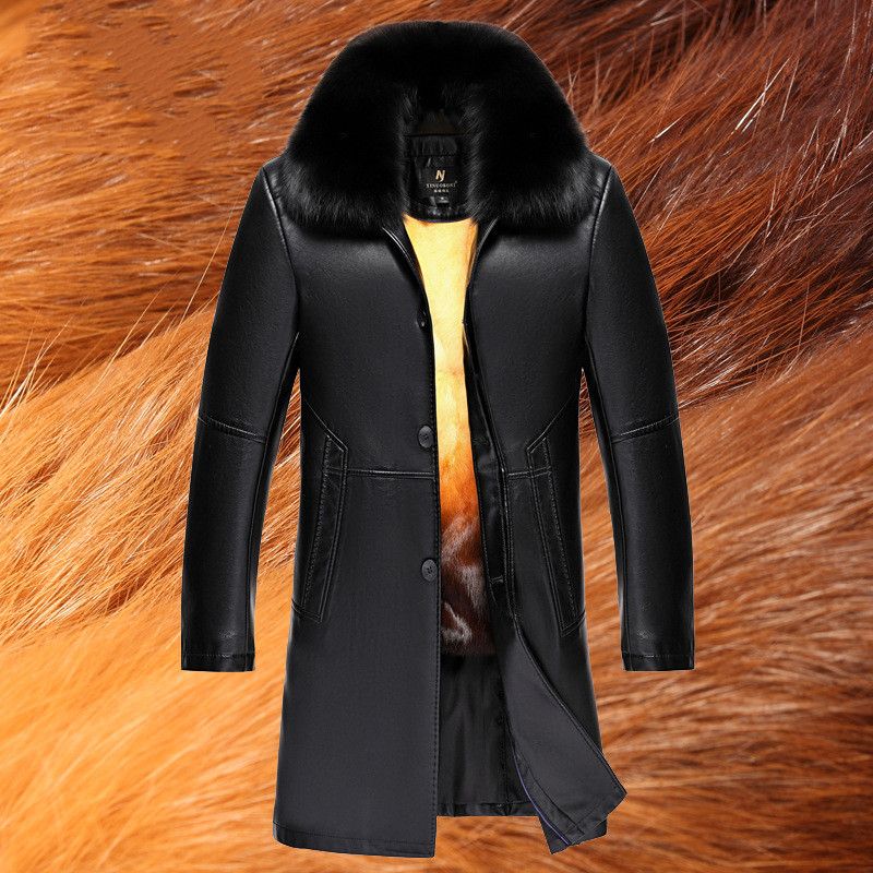 Color: Black imitation fox, Size: M - Middle-aged and elderly liner fur coat men