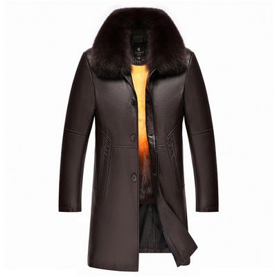 Color: Coffee rabbit fur, Size: 4XL - Middle-aged and elderly liner fur coat men