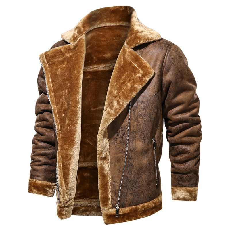 Color: Brown, Size: M - Fashion Thickened Fur Coat Men&#39;s