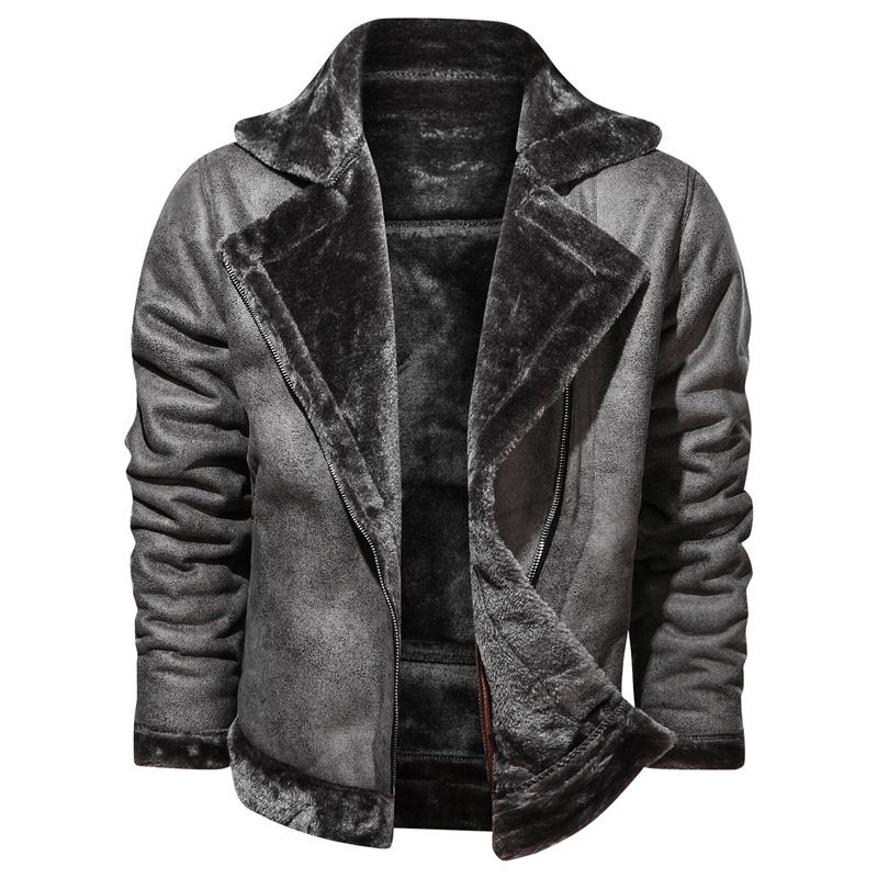 Color: Gray, Size: XS - Fashion Thickened Fur Coat Men&#39;s