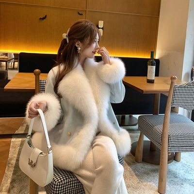 Women&#39;s Fashion And Environment-friendly Fox Fur Fur Integrated Fleece Short Wool Coat