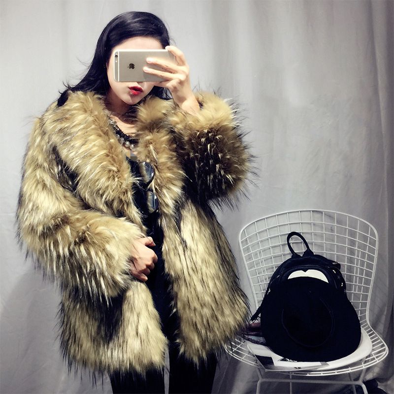 Women&#39;s Coat Fox Fur Overcoat Mid-length Korean Style Lapel Winter