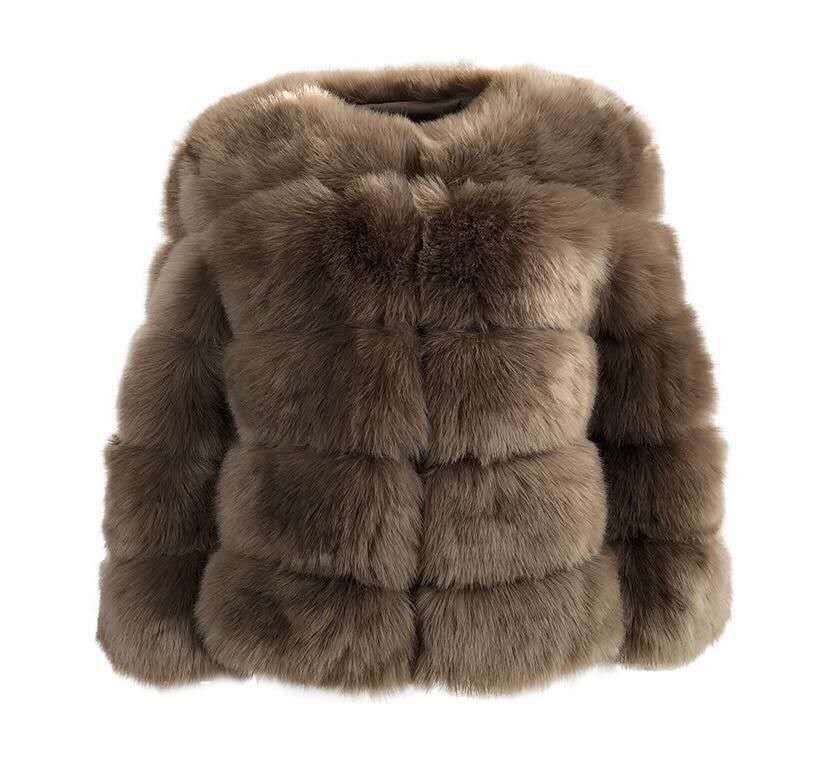Color: Coffee, Size: M - New faux furry slim mink jacket short faux fur fur coat female