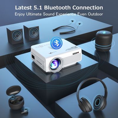 Projector with WiFi and Bluetooth, 5G WiFi Native 1080P Outdoor Projector 10000L Support 4K, Portable Movie Projector with Screen and Max 300&quot;, for iOS/Android/Laptop/TV Stick/HDMI/USB/VGA/TF