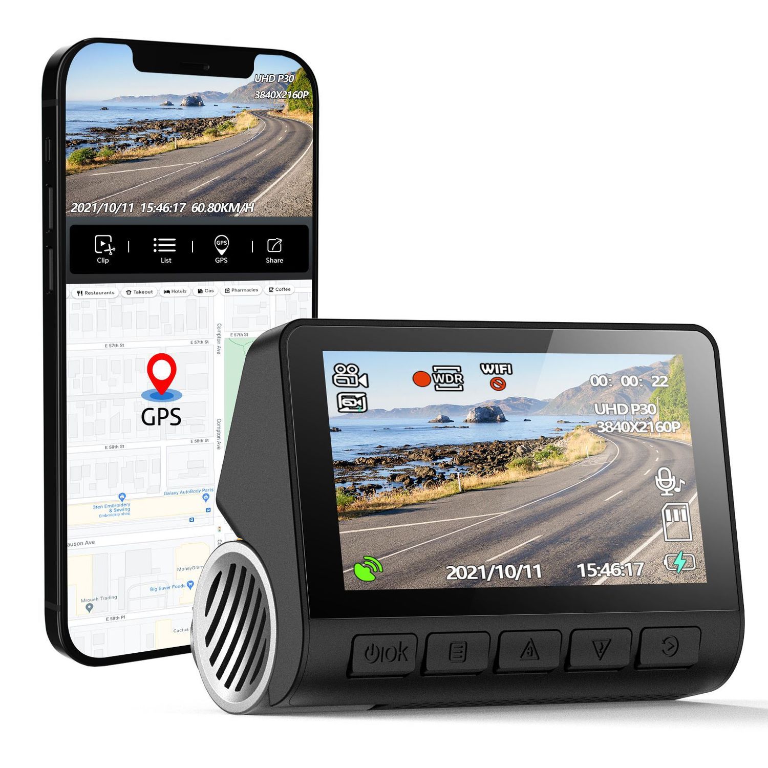 Color: Black, style: Single shot - V55 4K UHD Night Vision Car Camera