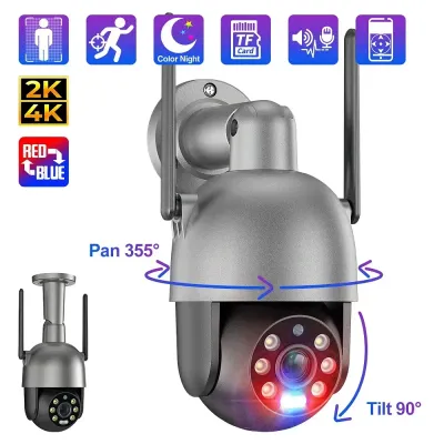 Sensor Size: 1/2.5&#39;&#39;, Plug Type: US PLUG, Ships From: CHINA - Techage 2K 4K UHD 8MP WIFI Smart AI Camera Two-way Conversation Human Detection Red-Blue Light Alarm Outdoor Security IP Camera
