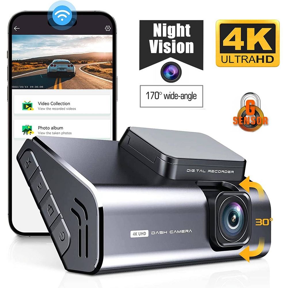 A900 Car Dash Cam 3 Inch Ips Screen Novatek 96670 4k HD Wifi Driving Recorder Parking Camera Silver