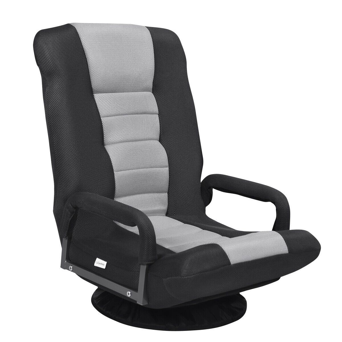 360-Degree Swivel Gaming Floor Chair with Foldable Adjustable Backrest-Gray - Color: Gray