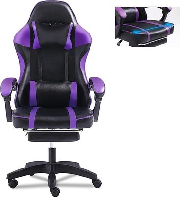 Video Game Chairs for Adults, PU Leather Gaming Chair with Footrest, 360 Swivel Adjustable Lumbar Pillow Gamer Chair, Comfortable Computer Chair for Heavy People