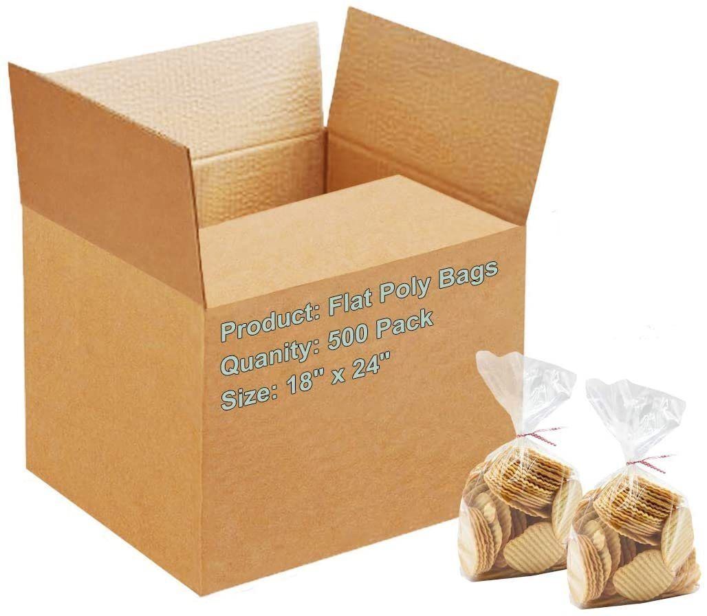 Clear Treat Bags 18&quot; x 20&quot;; Pack of 500 Plastic Clear Gift Bags for Candy; Cookies; Organizing Small Items; 2 Mil Polyethylene Clear Favor Bags with Open Top; Waterproof Plastic Clear Goodie Bags