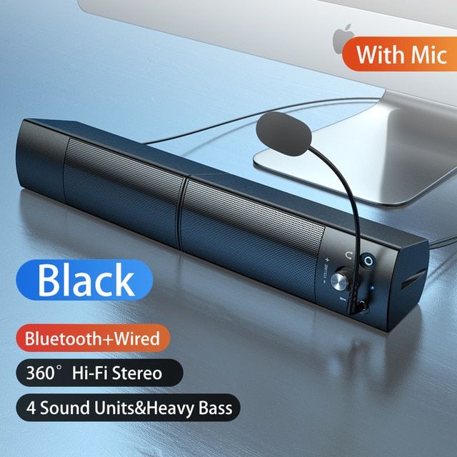 Color: 4 Upgraded version - Small Speaker Subwoofer USB with Microphone Bluetooth Wired Universal