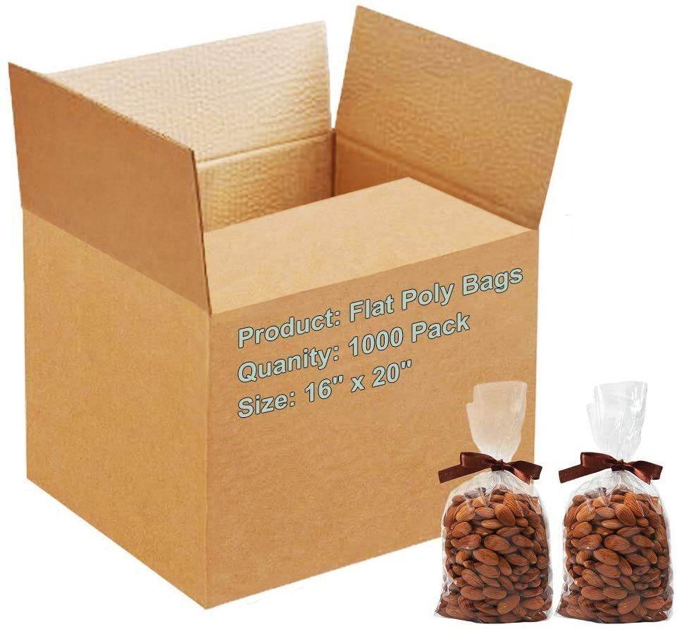 Clear Treat Bags 16&quot; x 20&quot;, Pack of 1000 Plastic Clear Gift Bags for Candy, Cookies, Organizing Small Items, 2 Mil Polyethylene Clear Favor Bags with Open Top, Waterproof Plastic Clear Goodie Bags