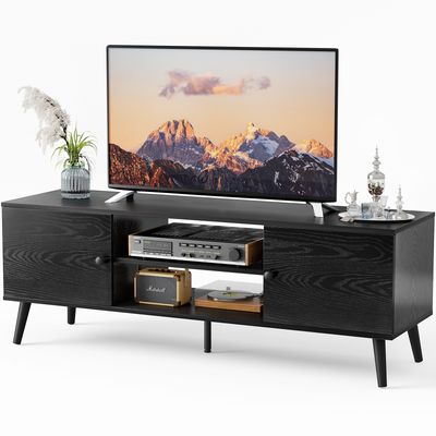 Can accommodate 60 &quot;TV, living room/bedroom TV media console, adjustable shelves, 2 storage cabinets, black