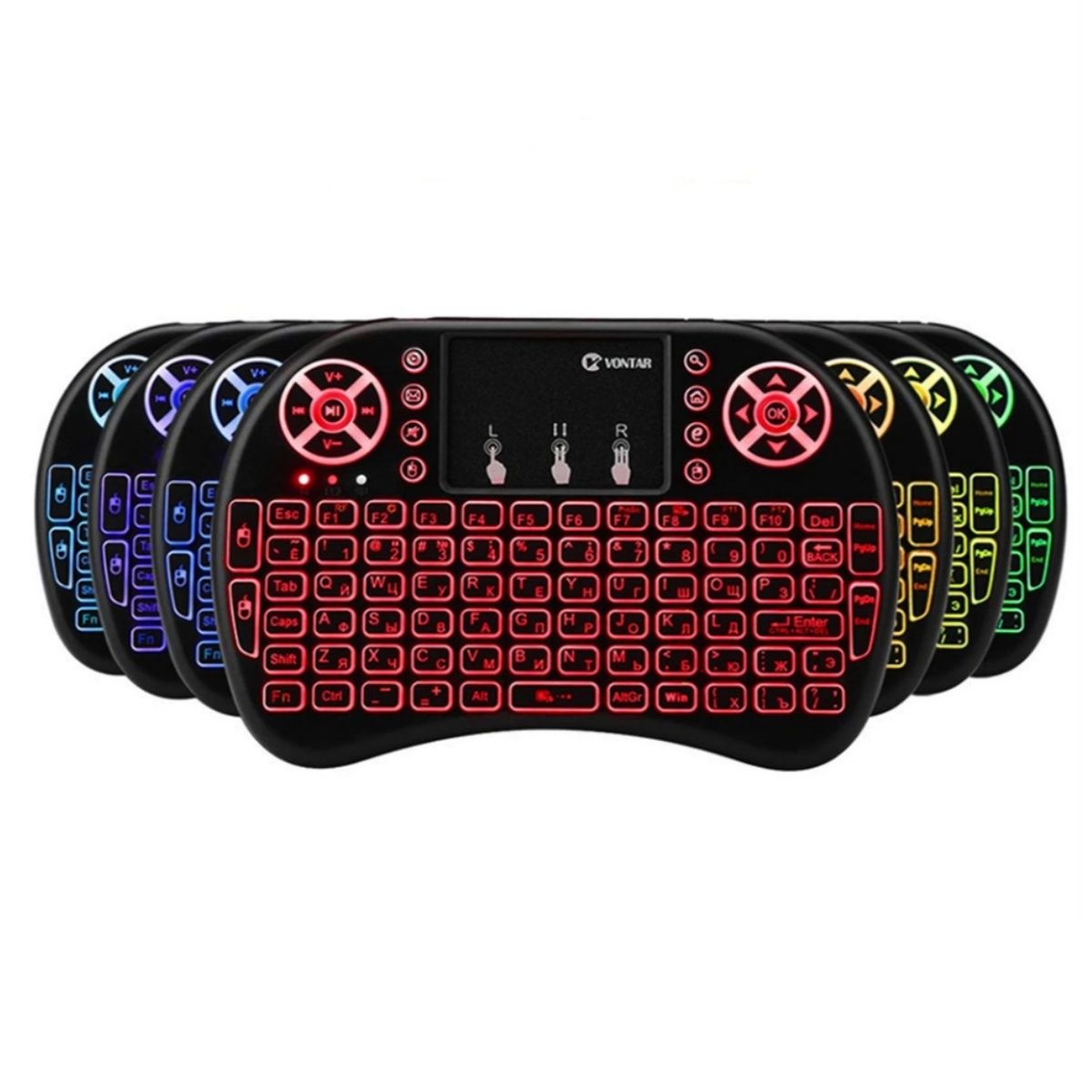 I8 Air Mouse Mini Gaming Keyboard Wireless Keyboard Wireless Gaming Keyboard With USB Receiver RGB Backlight Keyboard For Laptop PC Computer Smart TV 7-color backlight version