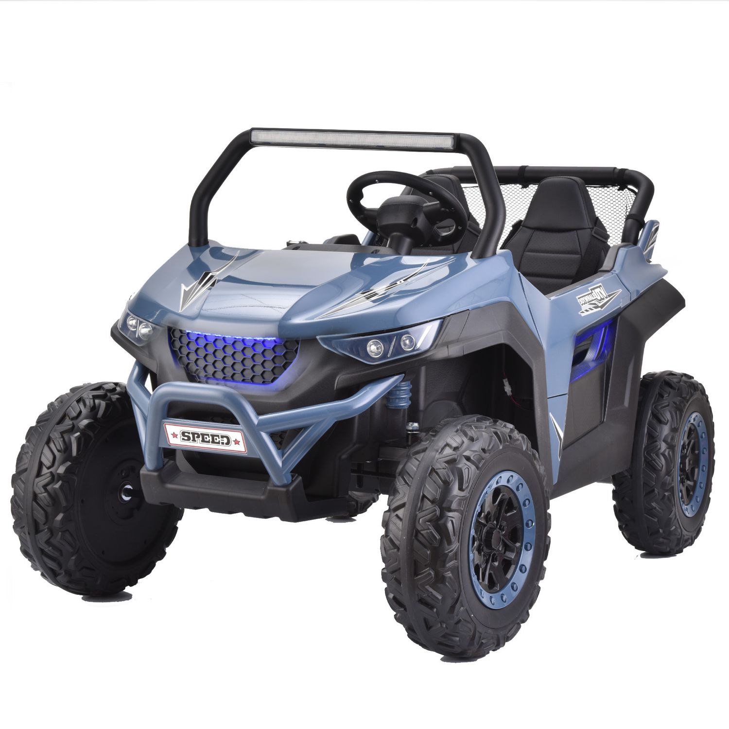24V 4WD Kids Ride on car, 2 Seater Kids Ride on UTV, Big Battery, Easy-Drag System, w/parents control, Soft Braking, Spring Suspension, Grey