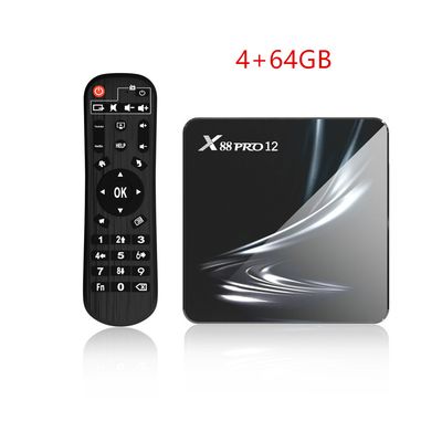 X88 Pro 12 Set-top Box Rk3318 android 12.0 HD Dual-band Wifi6 Bluetooth TV Box Black 4GB+64GB EU Plug