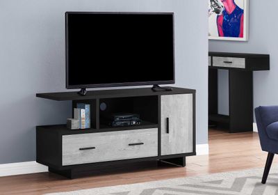 23.75&quot; Black And Grey Particle Board Laminate And Mdf TV Stand With Storage