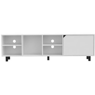71&quot; White Particle Board Open Shelving TV Stand