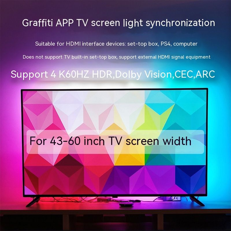 Product Specification: US, Color Temperature: Used For Sizes Below60inches - TV Sync Ambience Light Streamer Colorful Graffiti APP TV