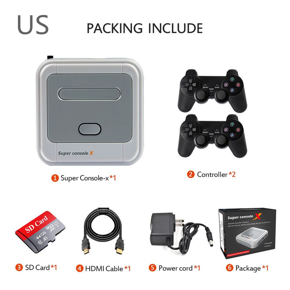 Color: B, Electrical outlet: US - Super Console X Retro Game Console PRO Upgrade Version TV Set-Top Box R8 Game Console PSPArcade