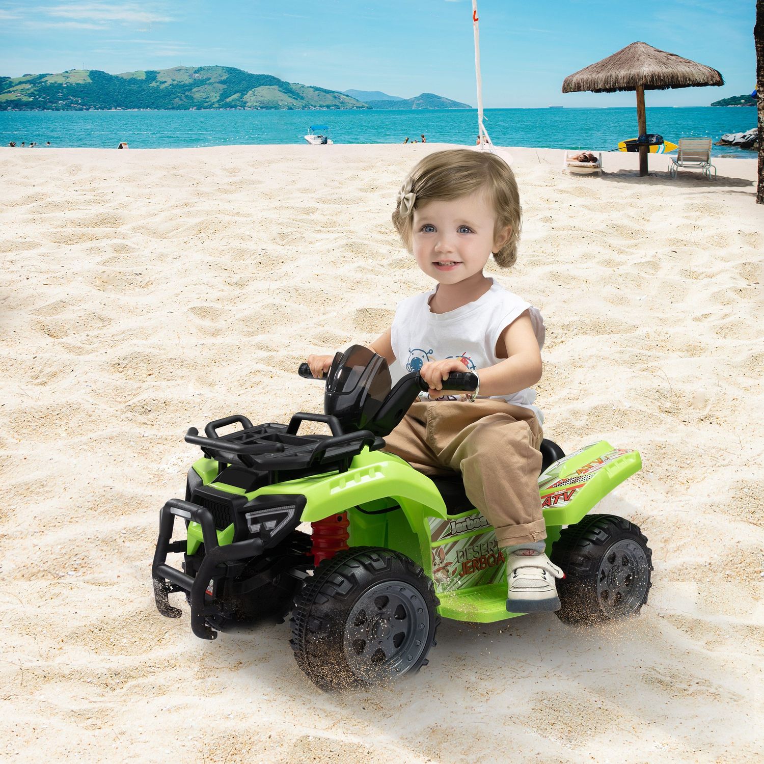 6V Kids Ride-On ATV Car, Powered 4-Wheeler Quad w/ Music Horn USB MP3, 1.9 MPH Max Speed, Electric Vehicle Toy for Children 18-48 Months,Green