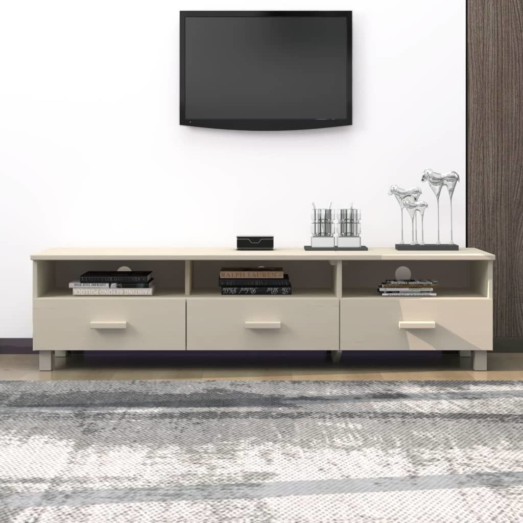 TV Stand HAMAR Honey Brown 62.2&quot;x15.7&quot;x15.7&quot; Solid Wood Pine