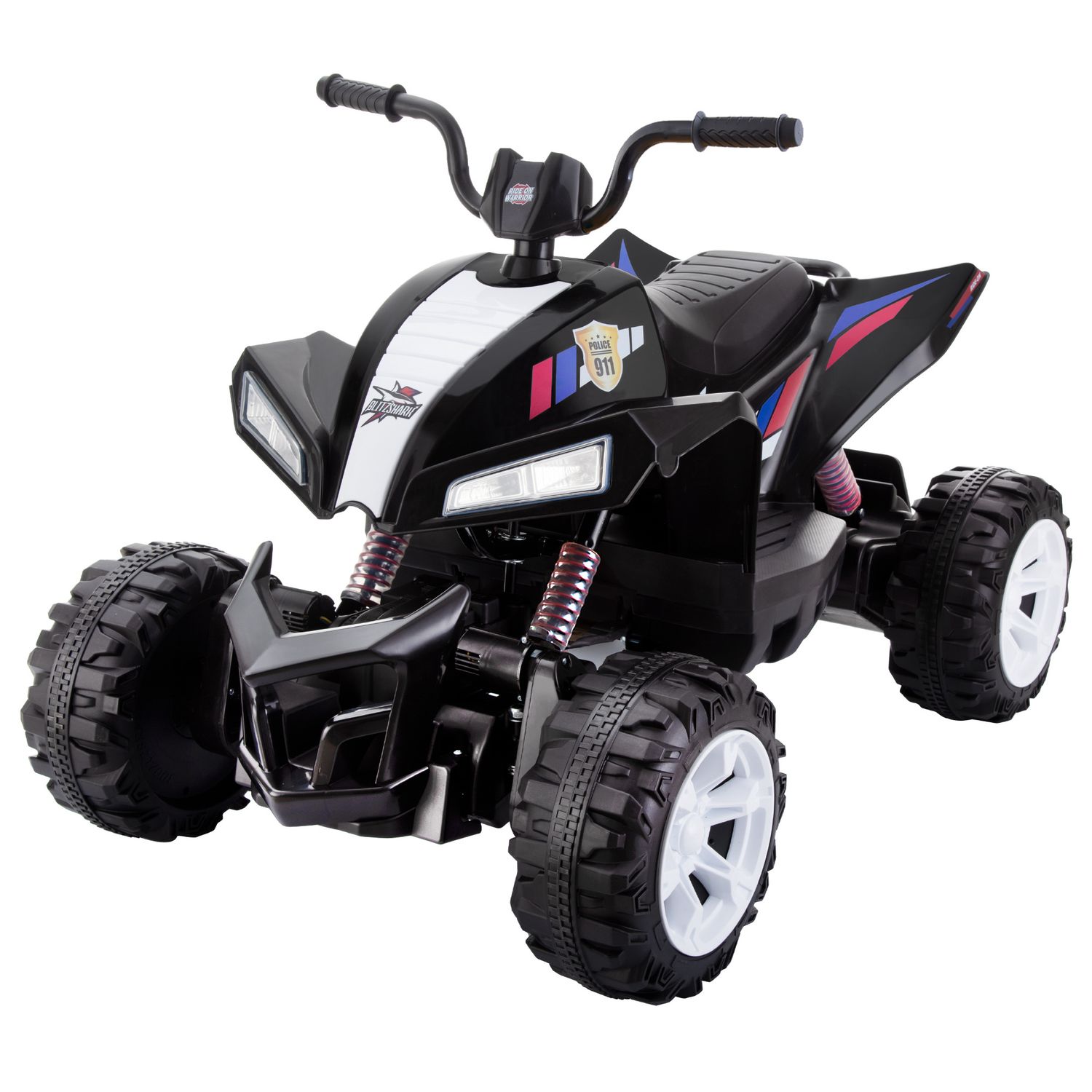 24V 4WD Kids Ride on car, 24V Kids Ride on ATV Powerful 4-Wheeler Easy-Drag Electric Car, Big Battery, Soft Brake, Full Metal Suspension, Bright Headlights &amp; Music, Black