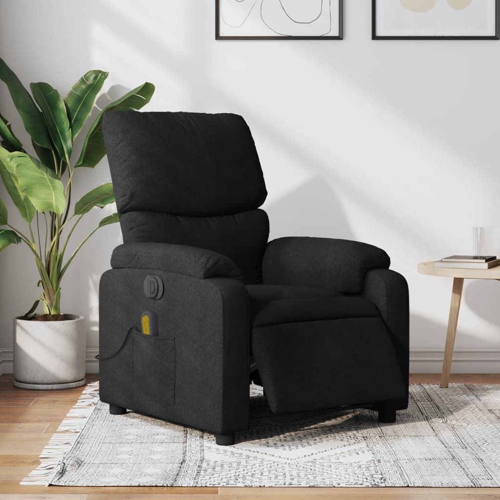 vidaXL Electric Massage Recliner Chair Black Fabric