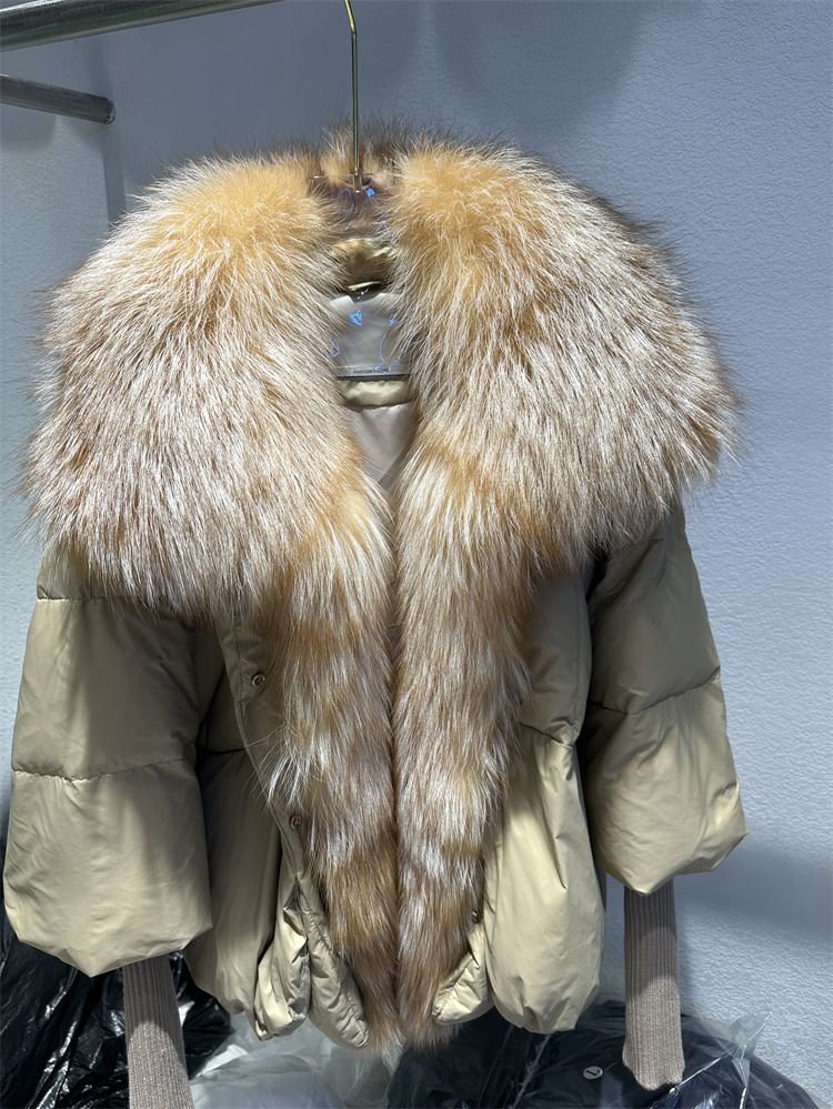 Color: Khaki Crystal, Size: L - White Duck Down Jacket Niche Design Women&#39;s Clothing