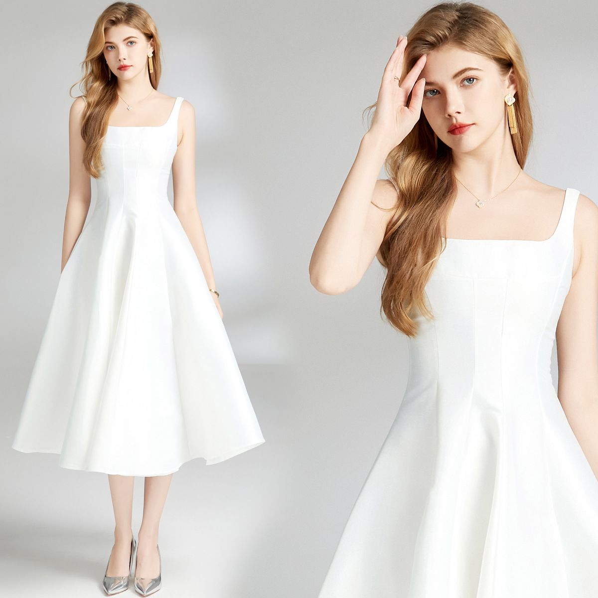 Women&#39;s Clothing Waist Trimming Spaghetti Straps Dress