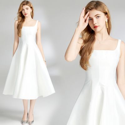 Women&#39;s Clothing Waist Trimming Spaghetti Straps Dress