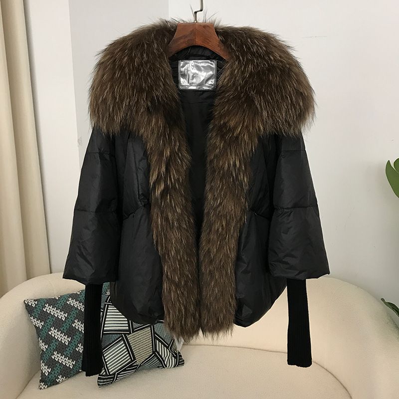 Color: Black Raccoon Coffee, Size: M - White Duck Down Jacket Niche Design Women&#39;s Clothing