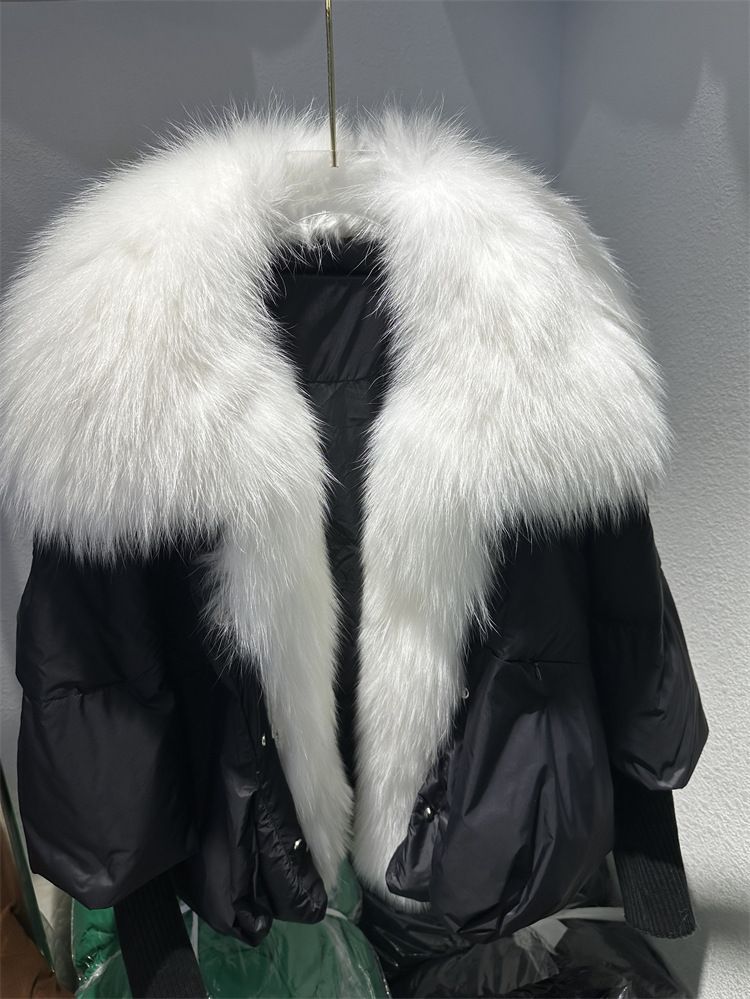 Color: Black And White, Size: M - White Duck Down Jacket Niche Design Women&#39;s Clothing