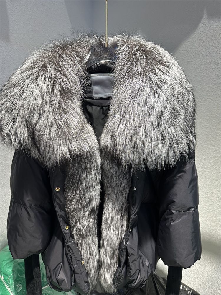 Color: Black Silver, Size: XL - White Duck Down Jacket Niche Design Women&#39;s Clothing